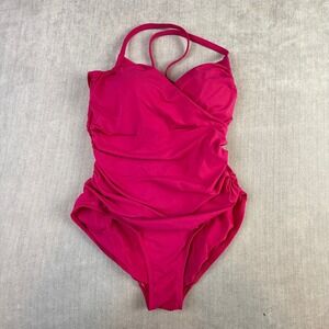 Calia by Carrie Underwood Womens Pink Ruched Wrap One Piece Swimsuit Size 8